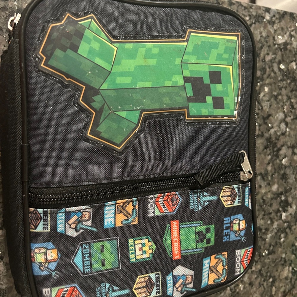 Mine Craft Creeper Black and Green Lunch Bag